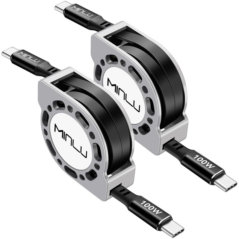 Retractable USB C to USB C Cable4 Ft, 2Pack,100W USBC 5A Fast Charging Cord, ... gallery