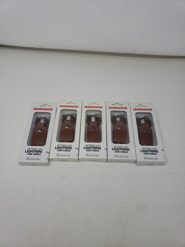 Magnavox Keyring W/ Lighgning USB Cable Brown 5ct