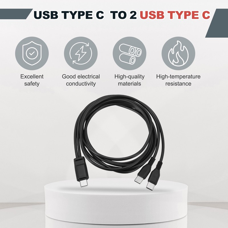 Multi USB Type C Male to 2 USB Type C 2 in 1 Splitter 40'', Black gallery
