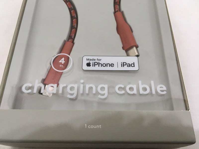 NEW Heyday 4' Charging Cable USB-C to Apple iPhone iPad - DARK ORANGE/BROWN (ob) gallery