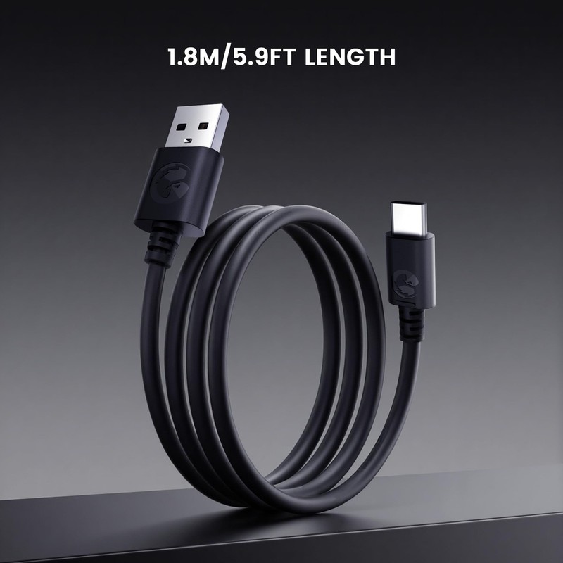 USB-A to USB-C Cable Wired Controllers - 1.8m / 5.9ft - Black gallery
