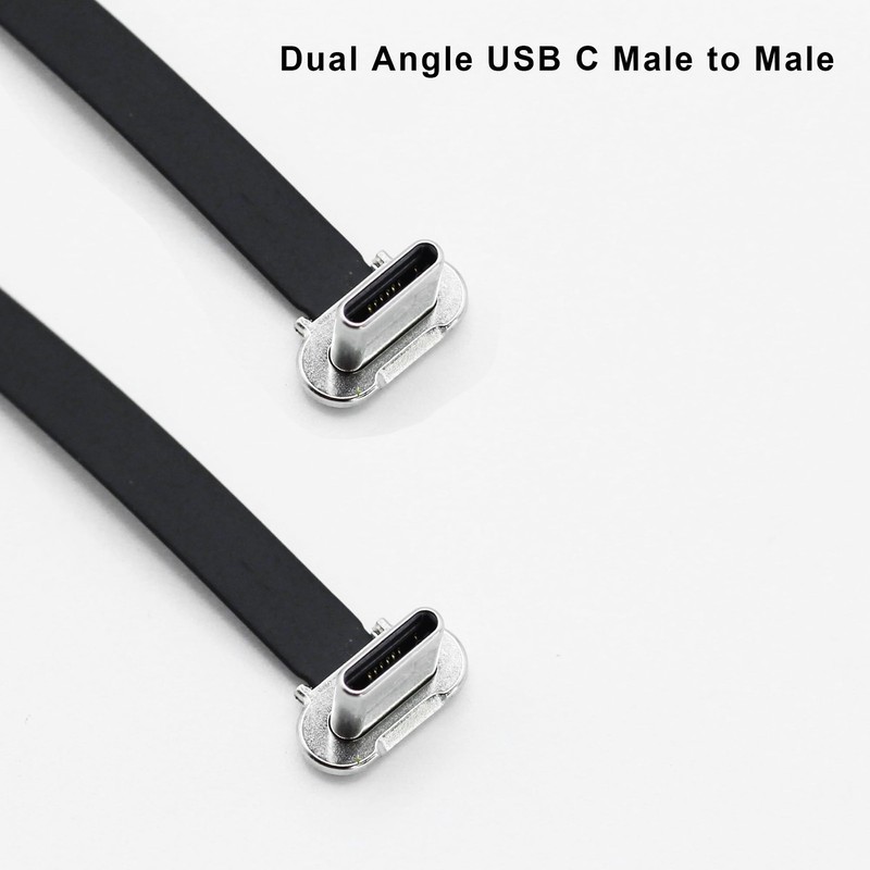 90 Degree USB C Short Flat Cable Dual Angle USB C Male to Male PD 65W Fast Ch... gallery