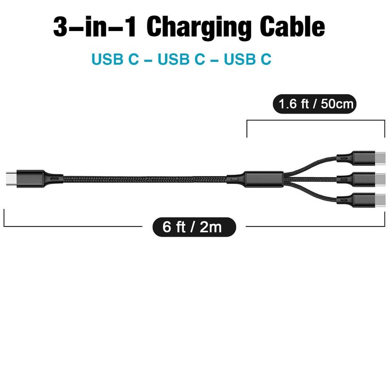 6ft USB Multi Charging Cable - USB Splitter 1 in 3 Out Fast Charging Cord, 3 ... gallery