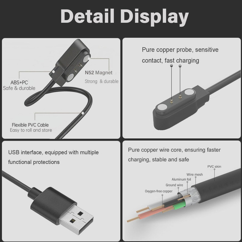 Magnetic Charging Cable for Smart Glasses Charger,Compatible with Hyundai C8/C8 gallery
