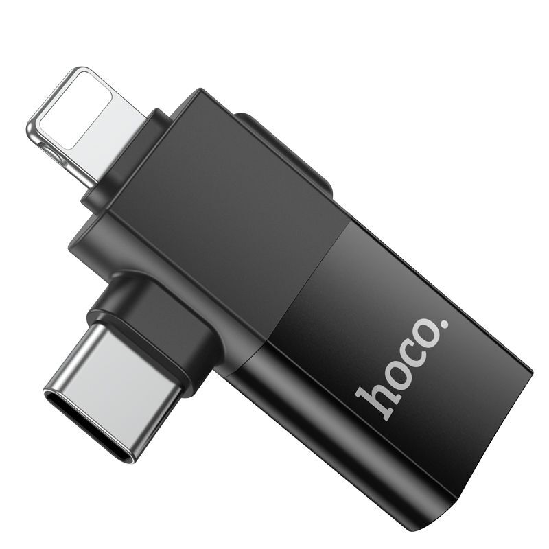 Hoco UA17 Male + USB-C Male to USB Female Adapter - Black gallery