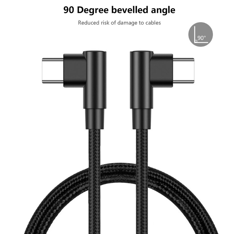 90 Degree Angled USB C to USB C Charger Cable Fast Charging Type SyncCord 30cm gallery