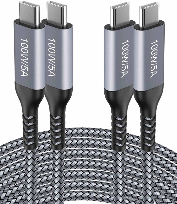 USB C to USB C Cable【100W/5A 15FT 2Pack】Type C Fast Charging,Long Nylon,Charg...