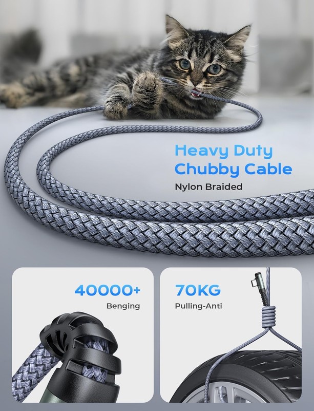 Cable USB C a USB C [10 pies] Cable C a C en ángulo recto Carga rápida gallery