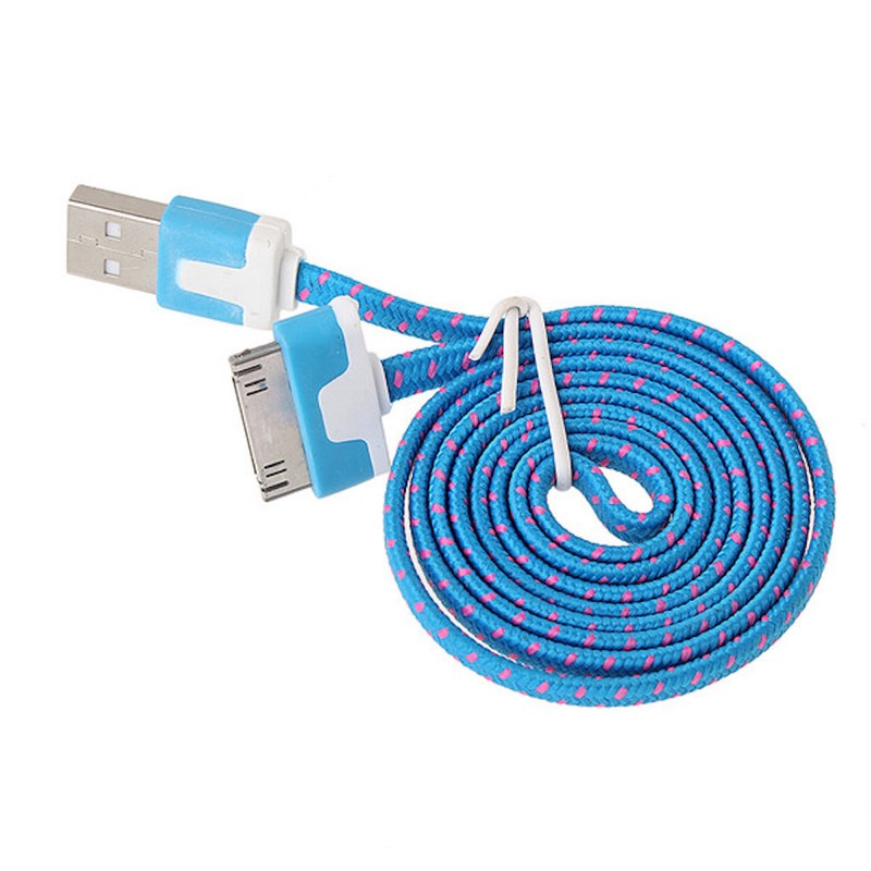 10FT 3M FLAT BRAIDED Fabric Data Sync Charger Cable FOR iPhone 3g 4s 4 iPod 1 2 gallery