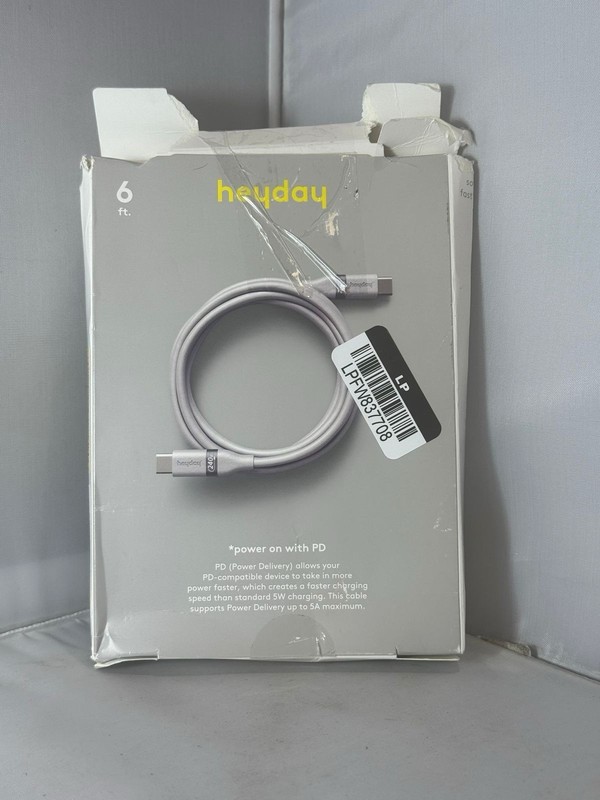 6' USB-C to USB-C Fast Charging Silicone Cable - heyday White Clay gallery