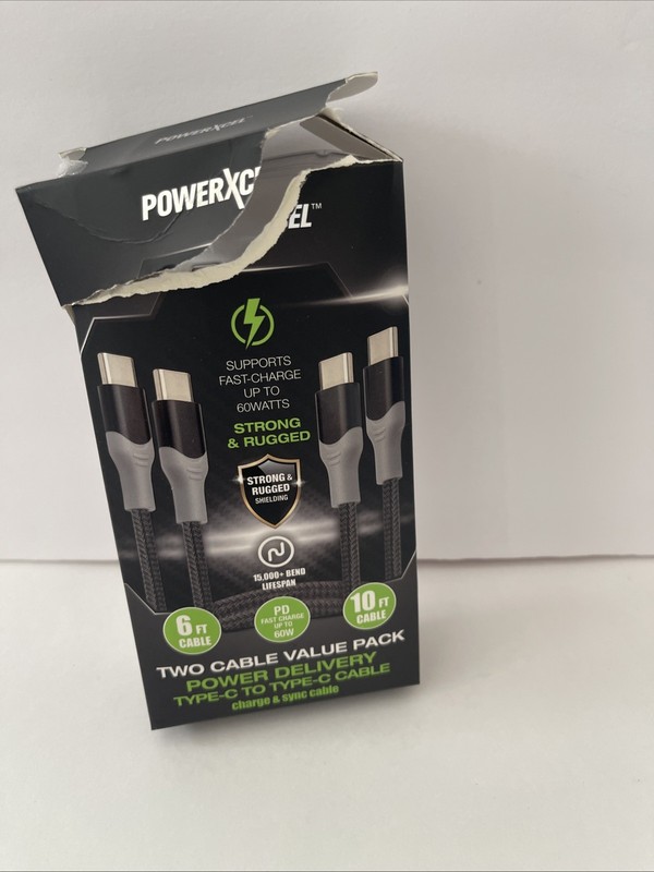 Powerxcel 2 Cable Pack Type C To Type C 6 Ft & 10 Ft gallery