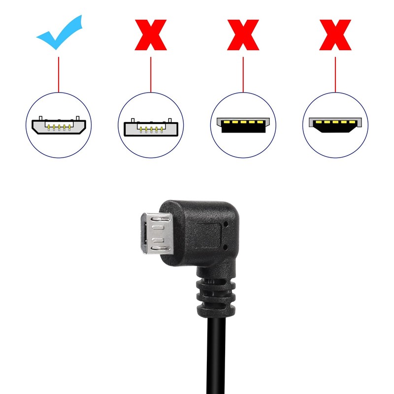90 Micro USB Panel Flush Mount Waterproof Extension Cable 28cm 11in Left Bend gallery