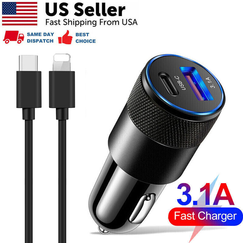 For iPhone 15/14/13/12 Pro Max Plus XS/XR PD 40W Fast Car Charger Power Adapter