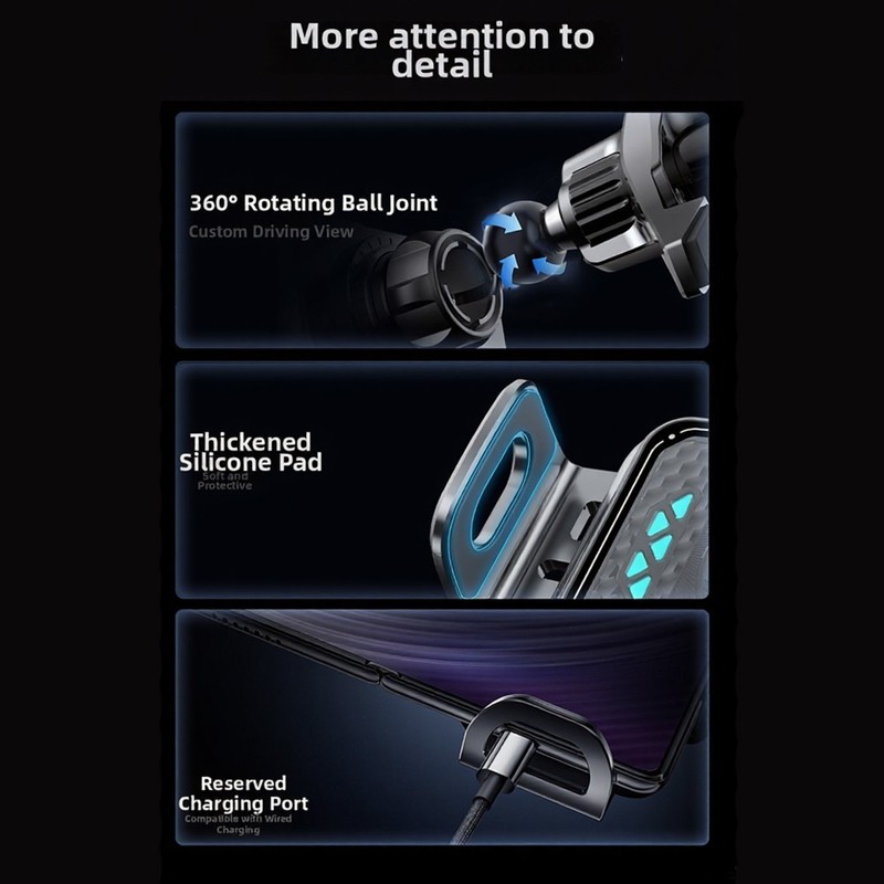 Wireless Charging Car Mount for Smartphones with Auto Rotation Feature gallery