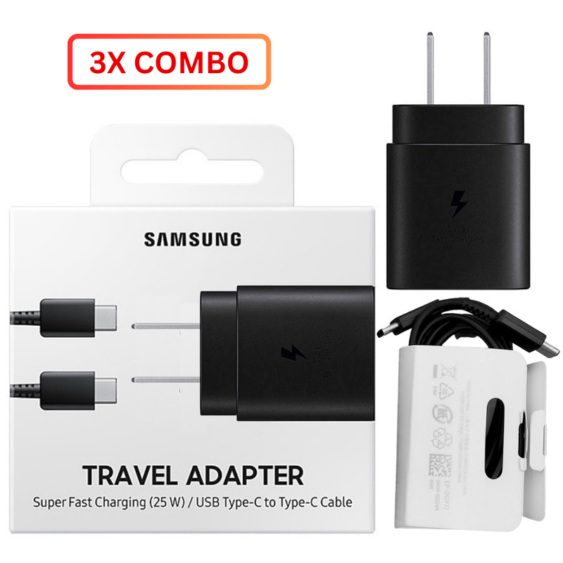 3 Pack 25w Super Fast Wall Charger+3FT USB-C Cable For Samsung Galaxy S22 S21 S9
