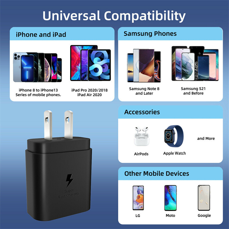 Original Fast Wall Charger+Type C 6FT Cable For Samsung A07 A17 A16 A15 A26 A35 gallery