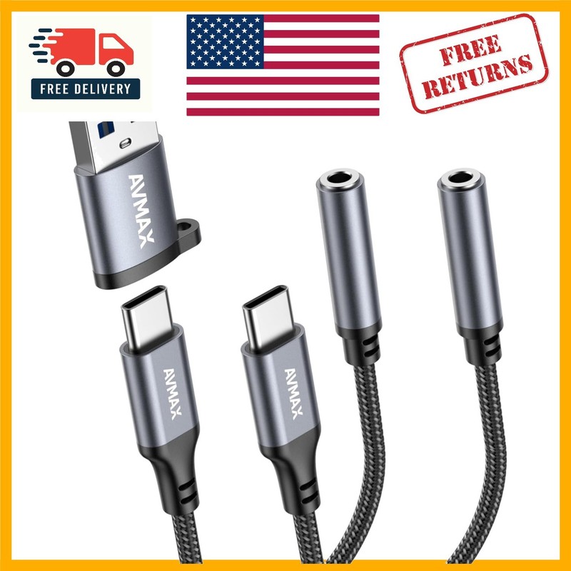 Universal USB C to 3.5mm Adapter Pack – Hi-Fi Audio, Ideal for All Devices