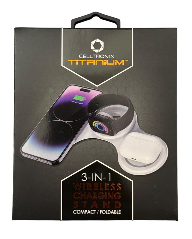 NEW Celltronix Titanium 3-IN-1 Wireless Charging Stand Compact Foldable