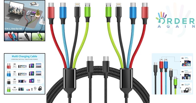 USB C Multi Charging Cable 4 in 1 Nylon Braided Fast Charging for All Devices... gallery