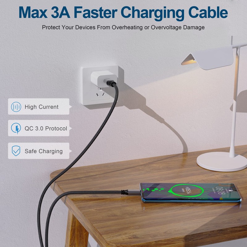 Extra Long USB Type-C 16ft Fast Charging Cable, C to A Quick 16foot, Grey gallery