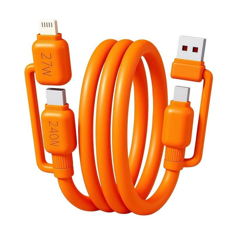 240W 4 in1 Multi USB Charging Cable Fast Charger Cord For iPhone/Samsung/Type-C