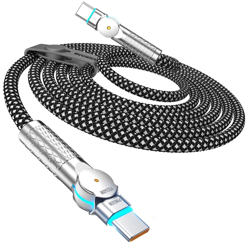 USB C to USB C Cable 10FT 240W, 180°Rotating USB C Cable Braided Type C Charg…