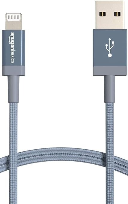 Amazon Basics USB-A to 6 foot Fast Charging Charger Cable, Nylon Braided Cord