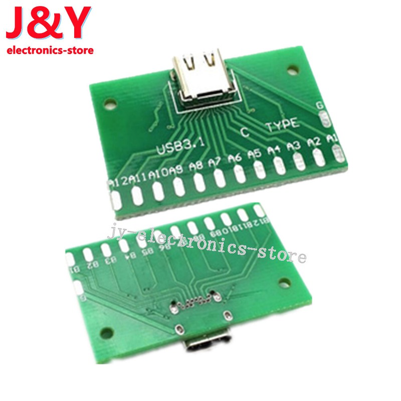 24Pin USB 3.1 Type C Female Plug Socket Connector SMT Type + PCB Board For DIY gallery