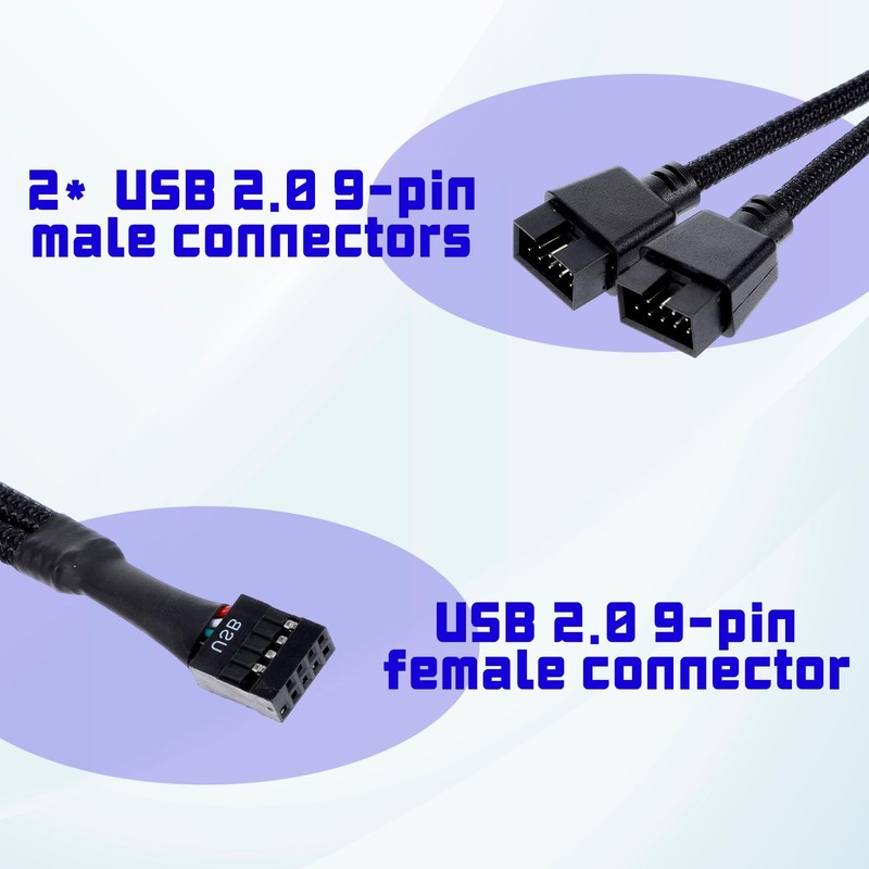 2 Pack USB Header Splitter, Motherboard USB 2.0 to Dual 9 Pin Extension for I... gallery