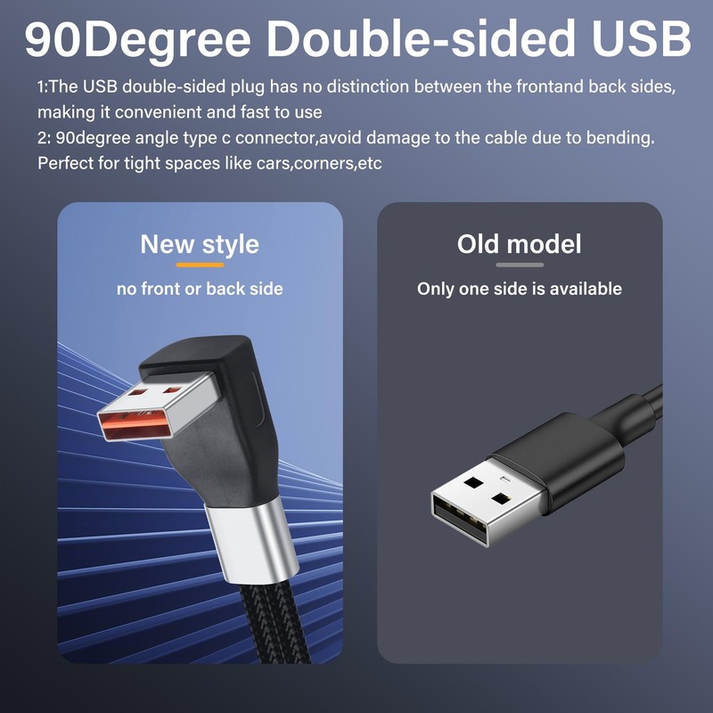 USB Splitter Charging Cable 2 In 1 Multi Type C 90 Degree Fast 1.96 Ft Cord gallery