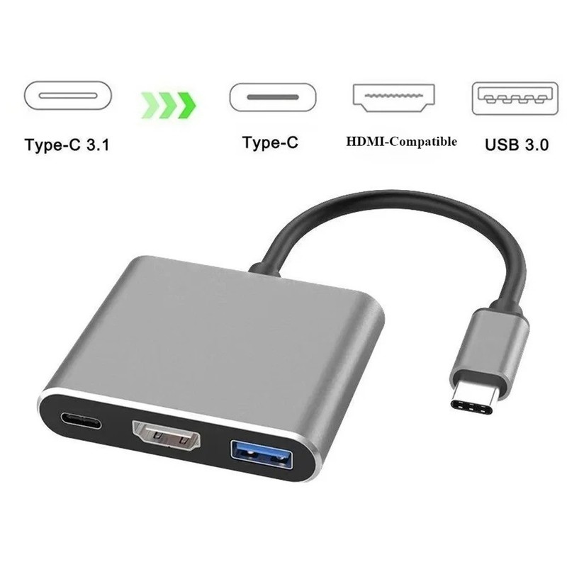 Type C USB 3.1 to USB-C 3.0 4K HDMI Adapter Cable 3 in 1 For Android LG Samsung gallery
