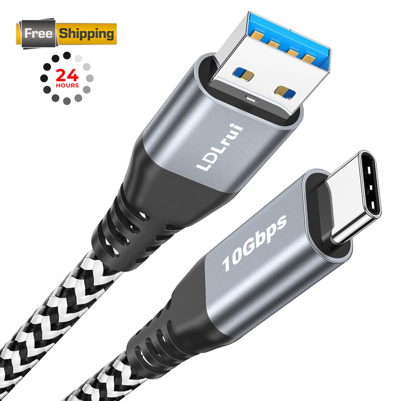 USB C Data Cable 10Gbps Sync 3ft, 3.2 Gen2 A to 3FT, Black-and-White