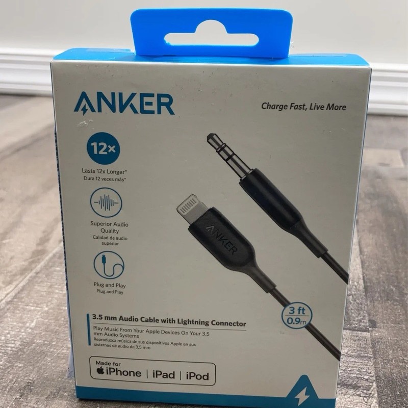 Anker 3.5mm Audio Cable with Lightning Connector Apple Adapter MFi Certified