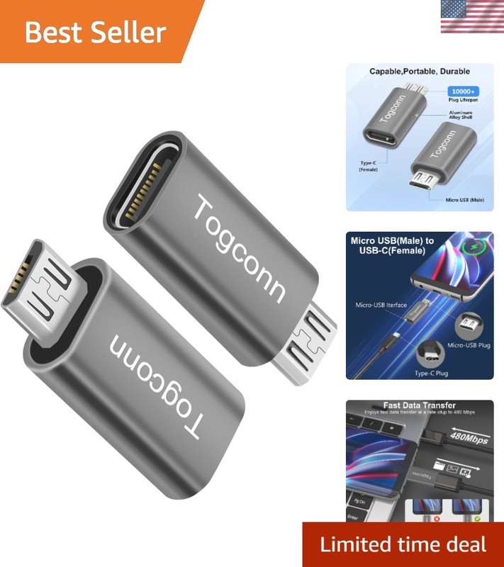 Compact USB Type-C to Micro USB Adapter 2-Pack – Reliable Charge & Sync Solution
