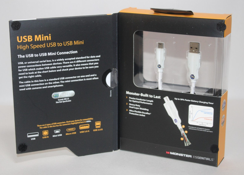 🔌 Monster Essentials USB to Mini USB Cable – 0.5FT / 0.15M – WHITE – NEW IN BOX gallery