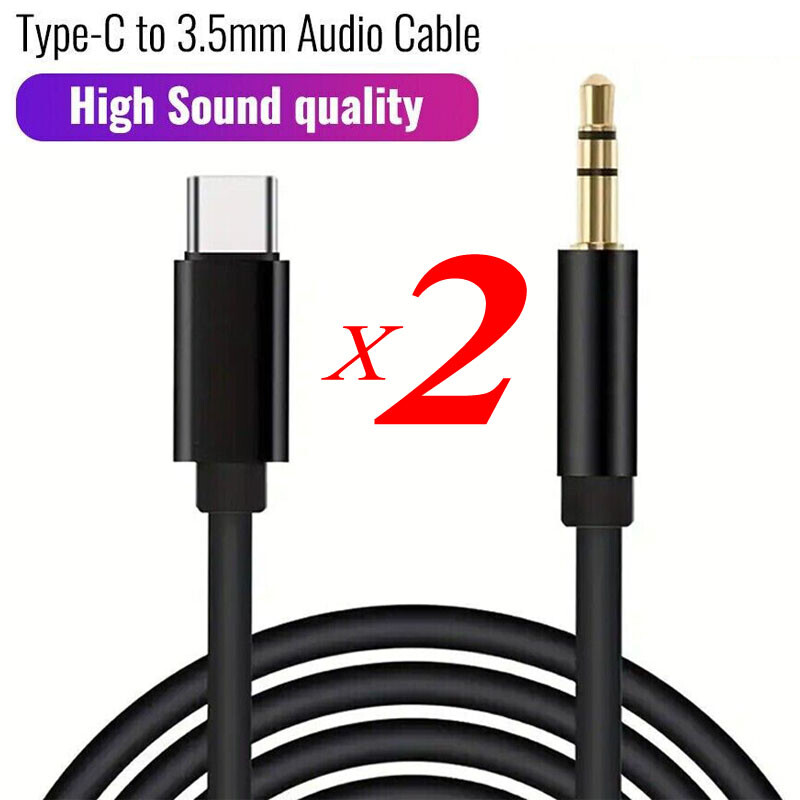 2PCS USB 3.1 Type C To 3.5mm AUX Audio Car Adapter Cord For Samsung S24 S23 FE