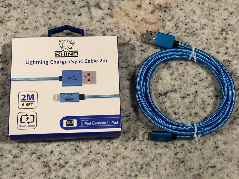 Rhino 6.6′ Apple Lightning Charge USB Cable 1-pk – Blue