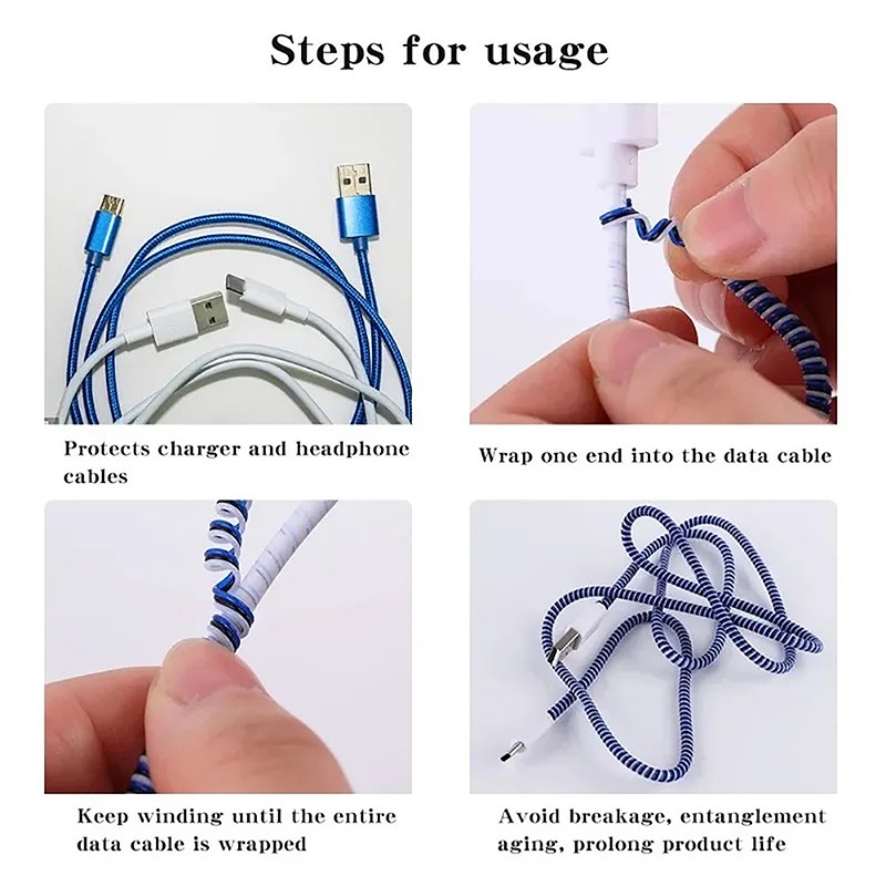1.6m Spiral Charger Cable Cord Protector Anti-break Spring Protection Rope gallery