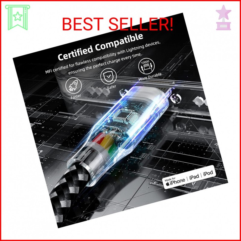 iPhone Charger Fast Charging Cord 3 Pack 10 FT Apple MFi Certified Lightning Cab gallery