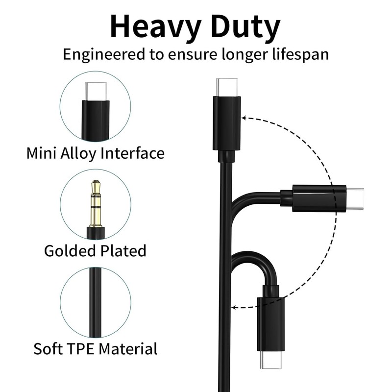 TypeC to Aux Cable USB Type-C Male To 3.5mm Cord Car AUX Music Audio Adapter LOT gallery