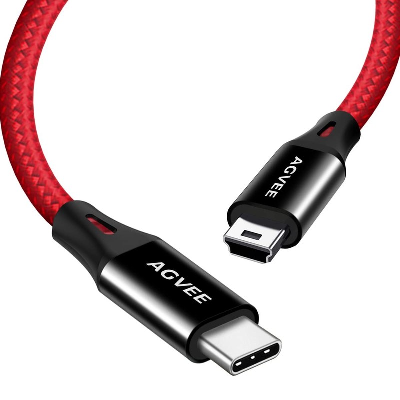 2 Pack 3.3ft USB C to Mini USB 5 Pin Braided Data Charger OTG Cable