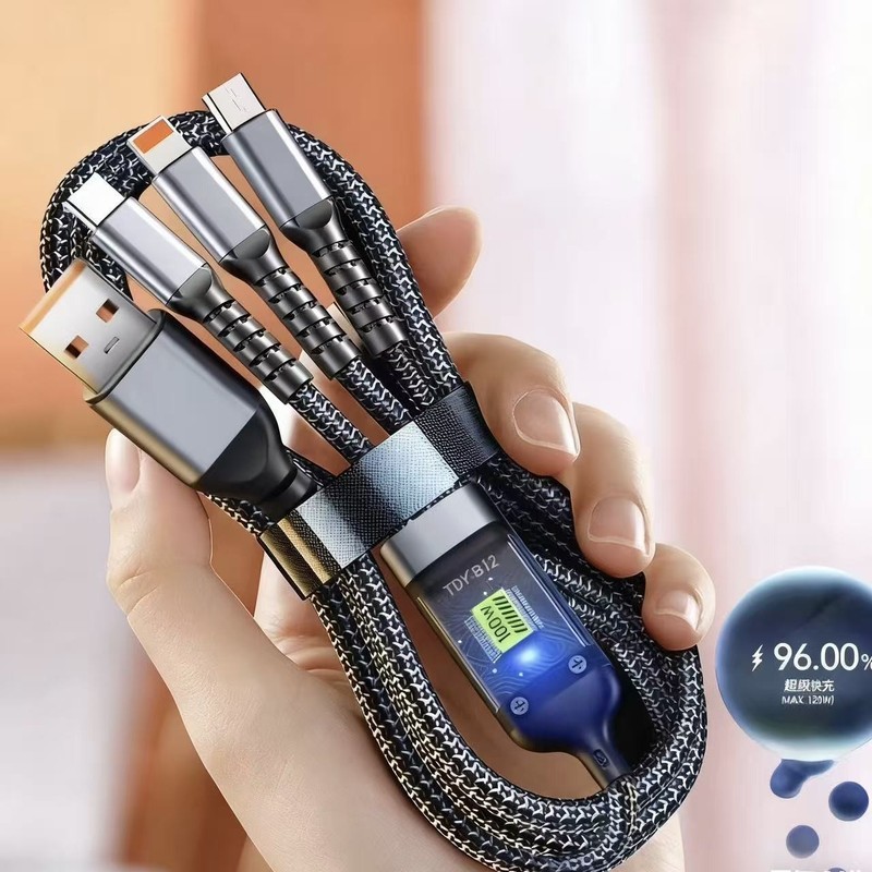 120CM/3-in-1 Bold Fast Charging Cable Universal Cell Phone USB Charger Cord gallery