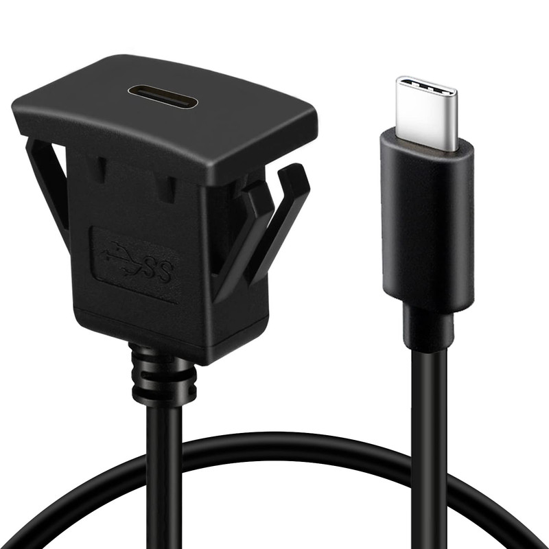 Square Type C 3.1 Car Flush Mount Cable USB C 3.1 Panel Mount Male to Female Ext