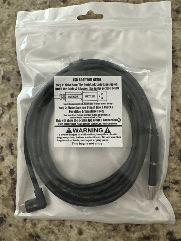 PartyLink 10’ 3M USB 3.0 Type-C to Type-A Cable for Oculus Quest USB C