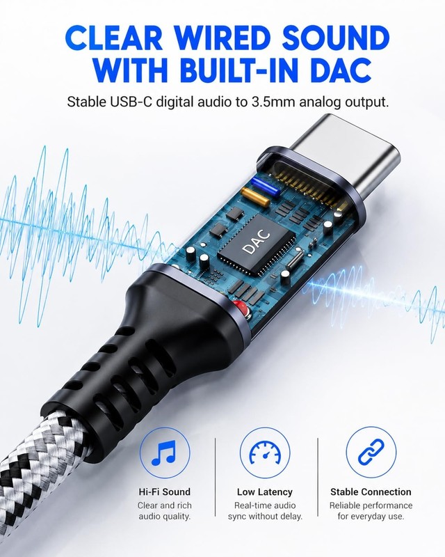 SNANSHI 2-Pack Aux to USB C Cable 3.3ft, 90 Degree and Straight Aux Cord to USB gallery