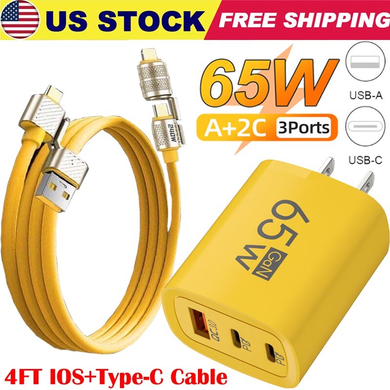 65W Fast Charging USB Type C Wall Charger For Samsung iPhone Google Motorola gallery
