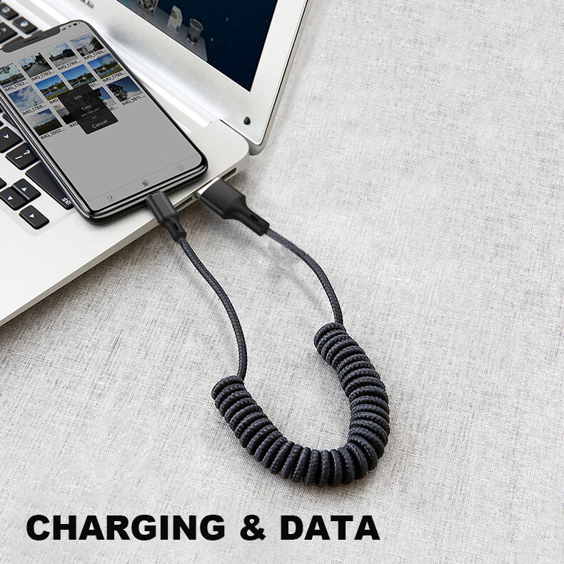 Spring Coiled Fast Charge Data Cable Cord Fit for iPhone 14 13 12 11 XR X/ProMax gallery