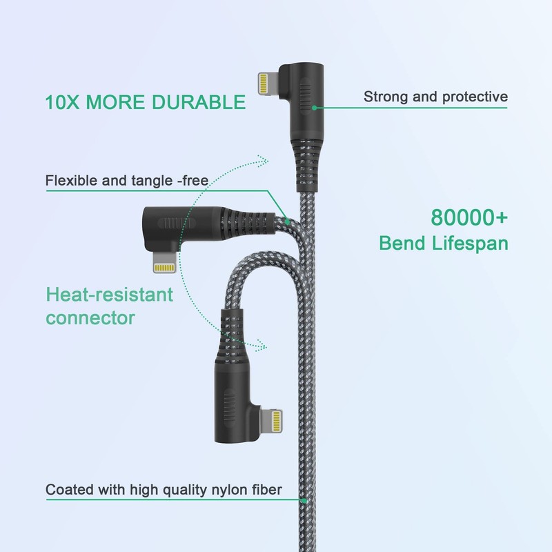 Apple MFi Certified Extra Long Right Angle iPhone Charger Cable (20 ft) - 90 ... gallery