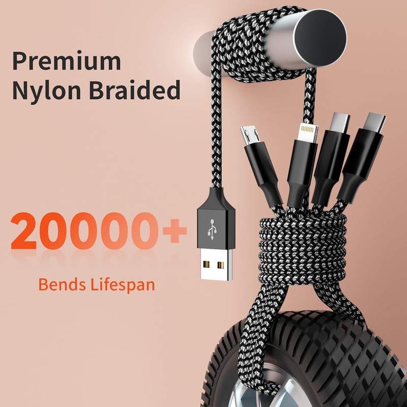 Durable 5FT Nylon Braided Multi Charging Cable - 4 Ports for All Smartphones gallery