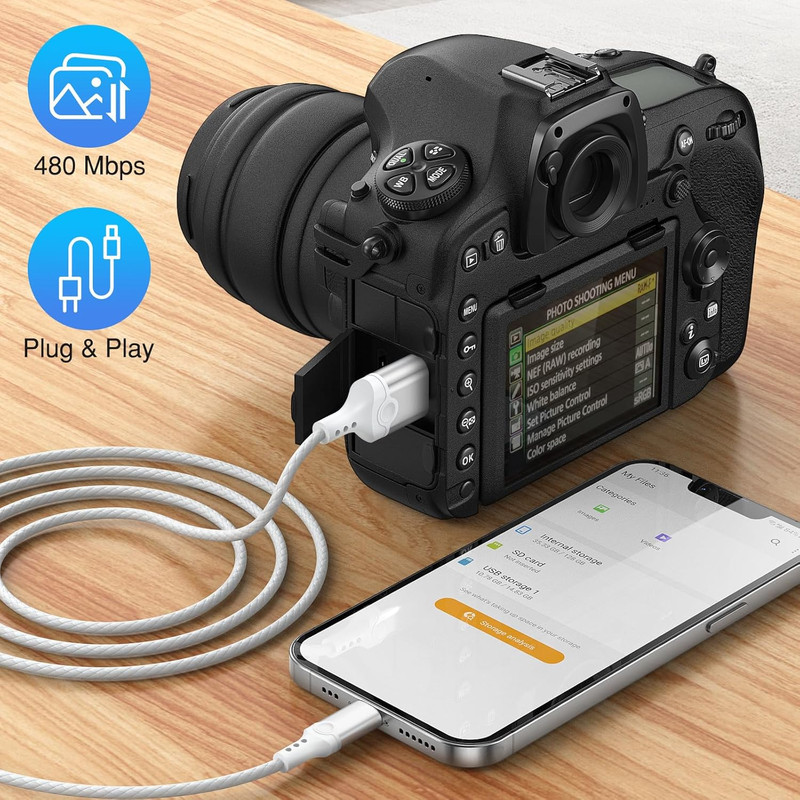 For Lightning to Micro B USB 3.0 Camera Adapter Cable Mfi-Certified for Iphone 1 gallery